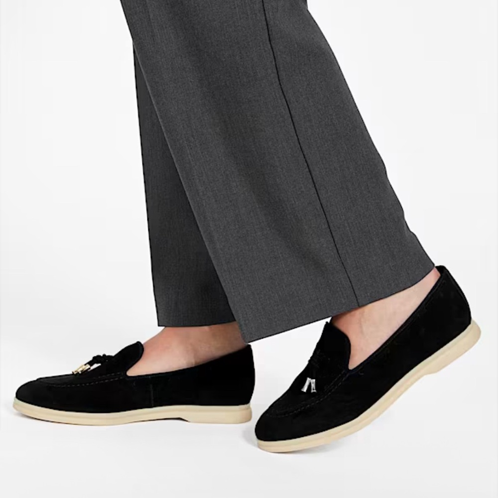 Guess Black Leather Aryana Suede Slip On Loafers Women’s Size 9M